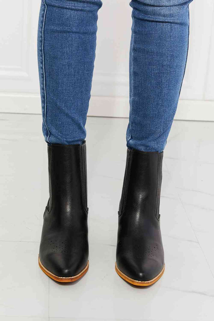 Light Gray MMShoes Love the Journey Stacked Heel Chelsea Boot in Black Shoes