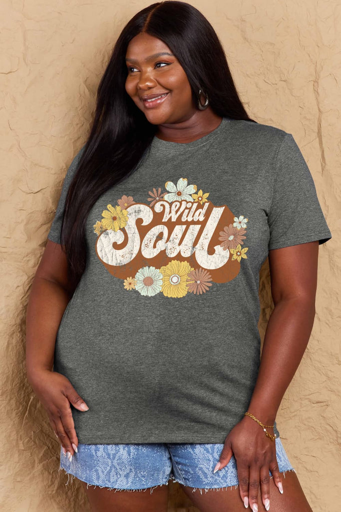 Dim Gray Simply Love Full Size WILD SOUL Graphic Cotton T-Shirt Graphic Tees