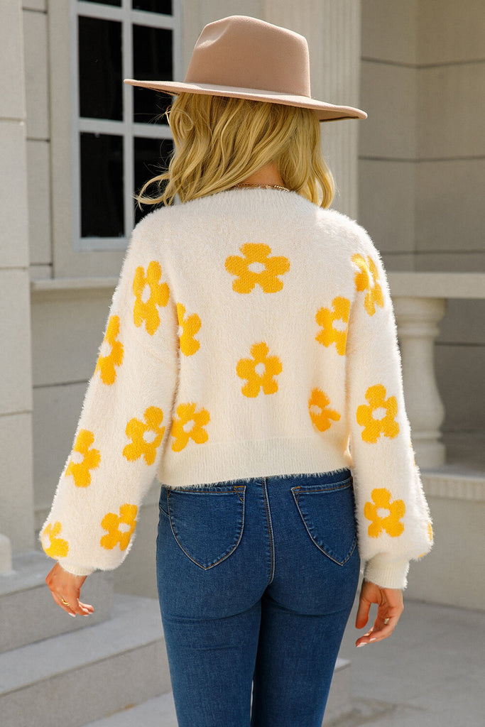 Rosy Brown But It's Over Floral Open Front Fuzzy Cardigan Cardigan