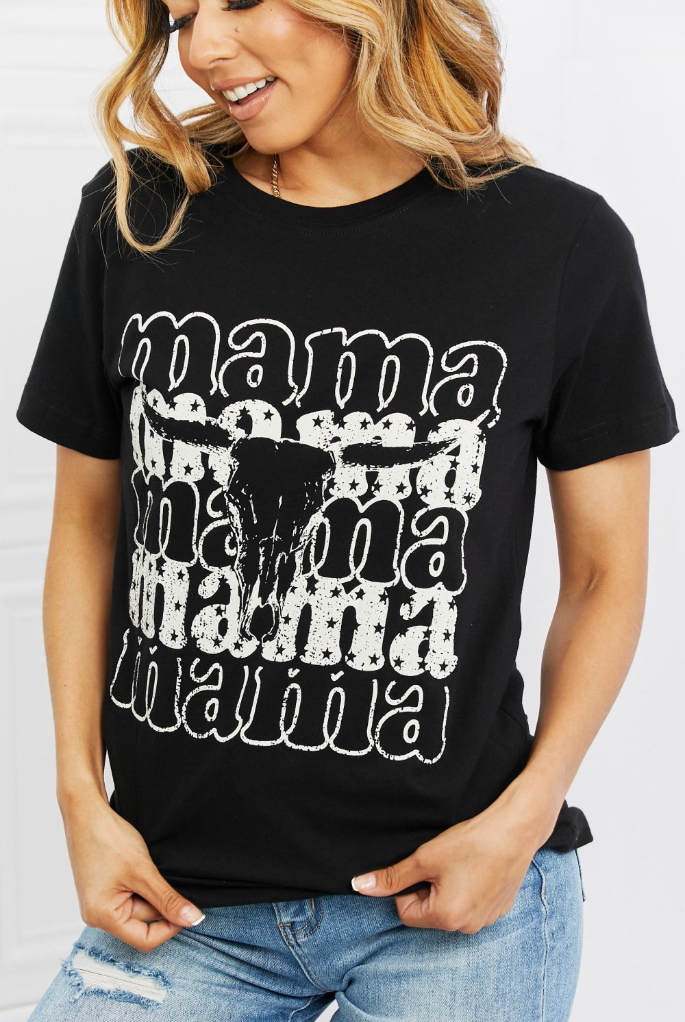 Black mineB I Got It From My Mama Full Size Graphic Tee in Black Plus Size Clothes