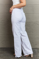 Light Slate Gray RISEN Raelene Full Size High Waist Wide Leg Jeans in White