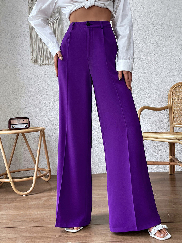 Gray High Waist Wide Leg Pants Clothing