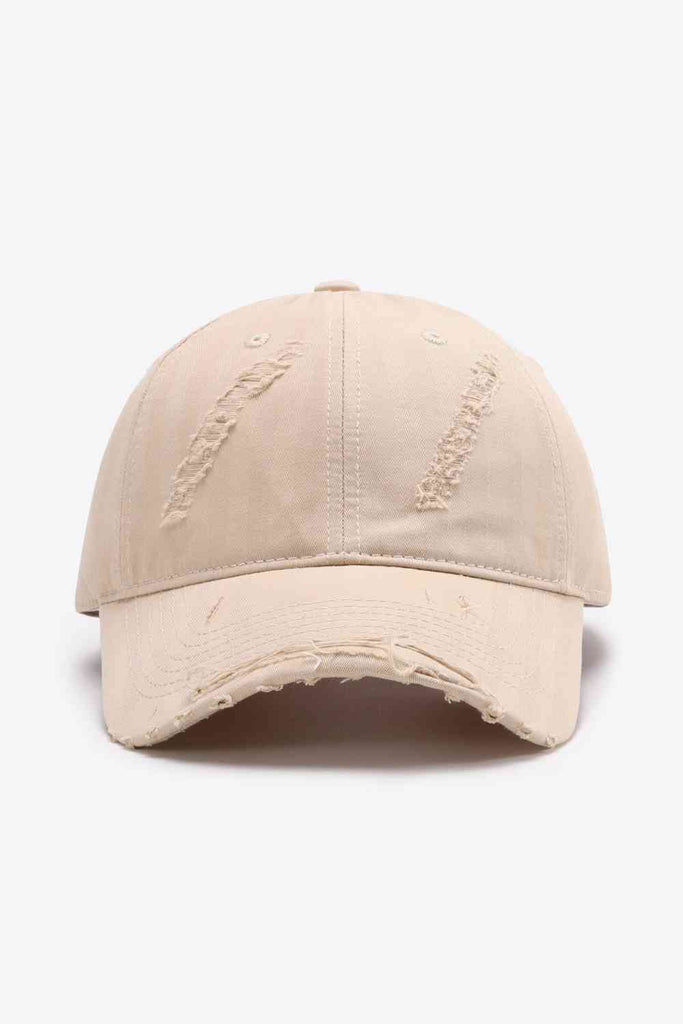 White Smoke Basic Distressed Adjustable Baseball Cap Hats