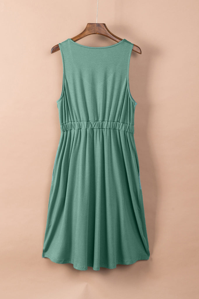 Tan Magic Dress Sleeveless Button Down Mini Dress