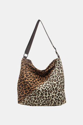 White Smoke Leopard Contrast Adjustable Strap Shoulder Bag Trends