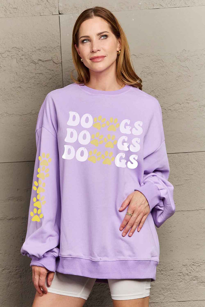 Gray Simply Love Simply Love Full Size Round Neck Dropped Shoulder DOGS Graphic Sweatshirt Sweatshirts