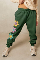 Tan Simply Love Simply Love Full Size Drawstring Flower Graphic Long Sweatpants