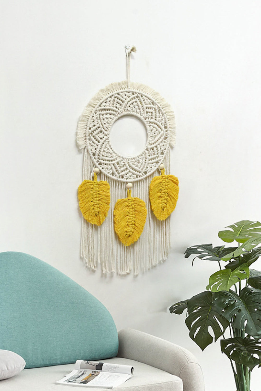 Beige All About The Vibe Hand-Woven Fringe Macrame Wall Hanging Home