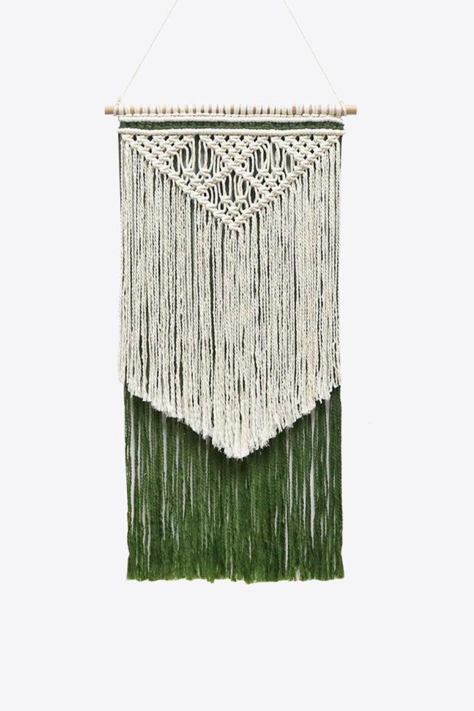 White Smoke Just Double Tap Contrast Fringe Handmade Macrame Wall Hanging Home