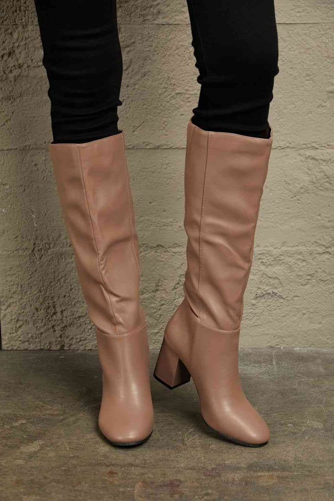 Dim Gray Happening Now Block Heel Knee High Boots Boots