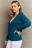 Rosy Brown Zenana Kiss Me Tonight Full Size Button Down Cardigan in Teal Clothing