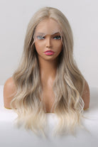 Light Gray Summer 13*2" Lace Front Wigs Synthetic Long Wave 24" 150% Density in Medium Blonde Highlights Wigs