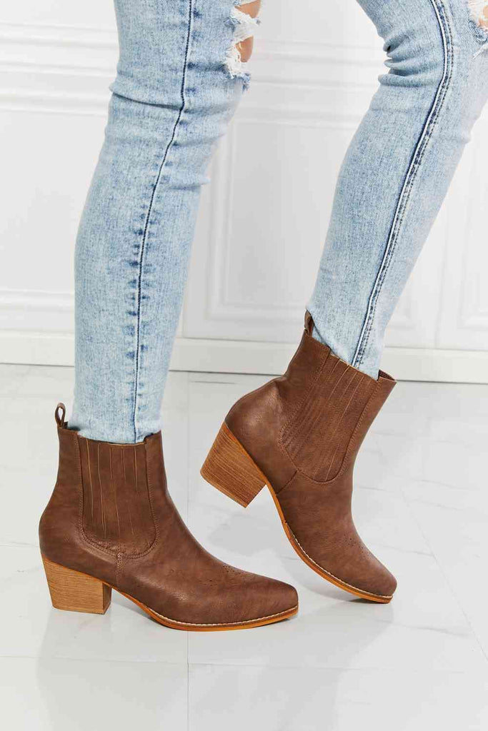 Light Gray MMShoes Love the Journey Stacked Heel Chelsea Boot in Chestnut Shoes