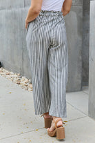 Dark Gray Heimish Find Your Path Full Size Paperbag Waist Striped Culotte Pants