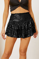 Black Sequin Layered Mini Skirt Clothing
