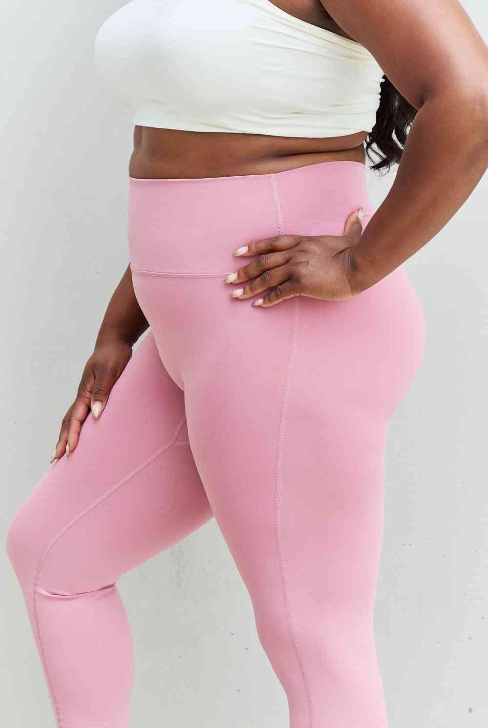Thistle Fit For You Full Size High Waist Active Leggings in Light Rose activewear