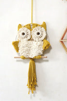 Beige Hand-Woven Tassel Owl Macrame Wall Hanging Home