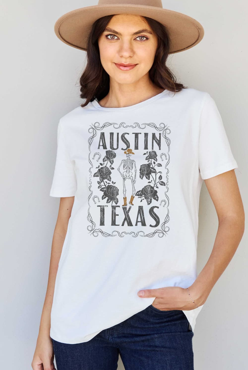 Light Gray Simply Love Full Size AUSTIN  TEXAS Graphic Cotton T-Shirt Graphic Tees