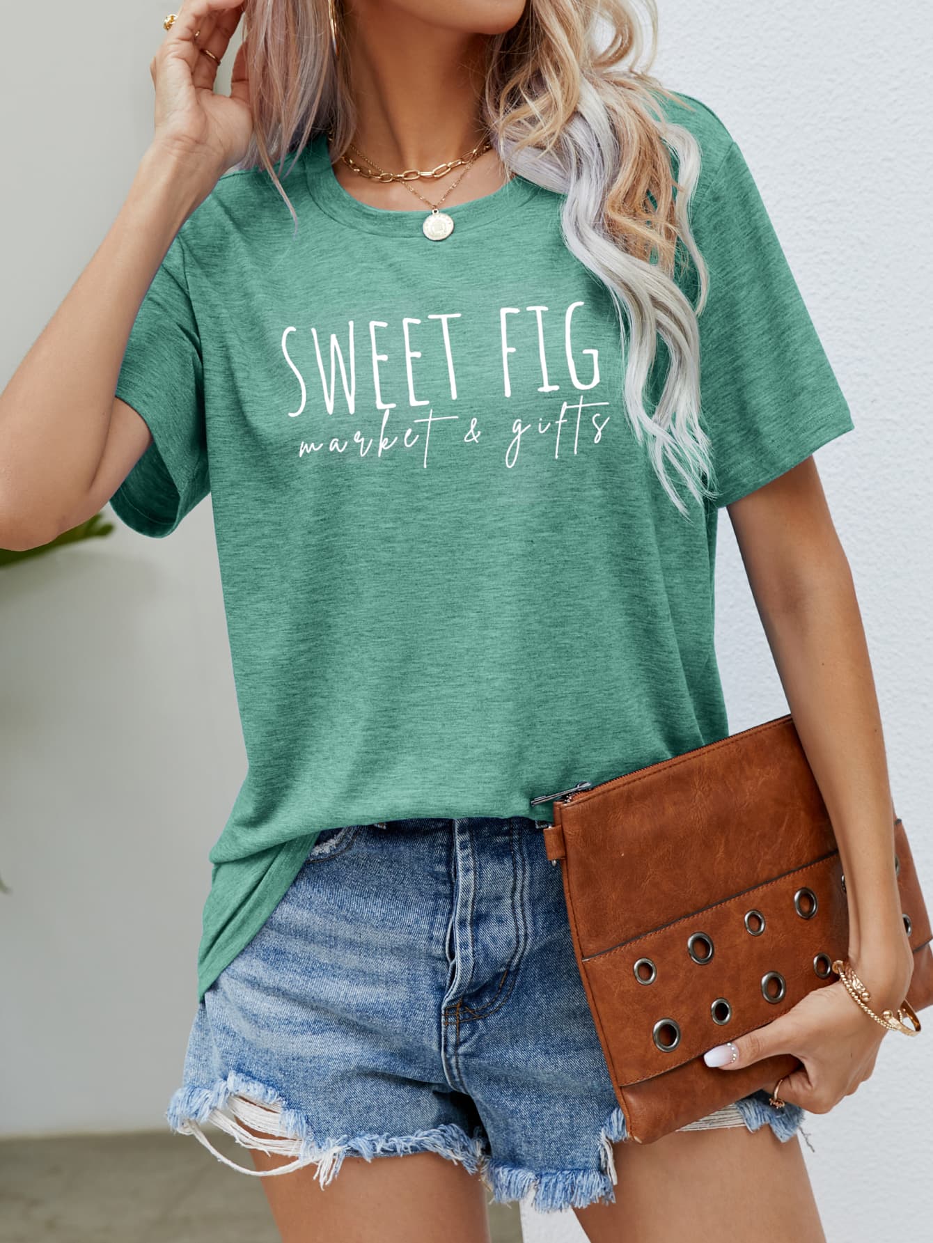 Dark Gray SWEET FIG MARKET & GIFTS Graphic Tee Tops