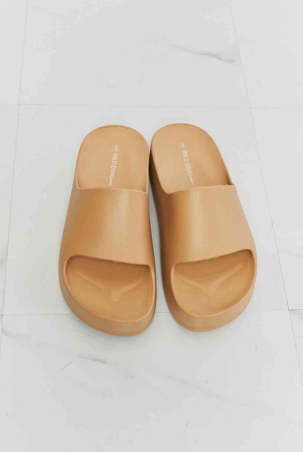 Light Gray WILD DIVA Summer Feels Platform Slide Shoes
