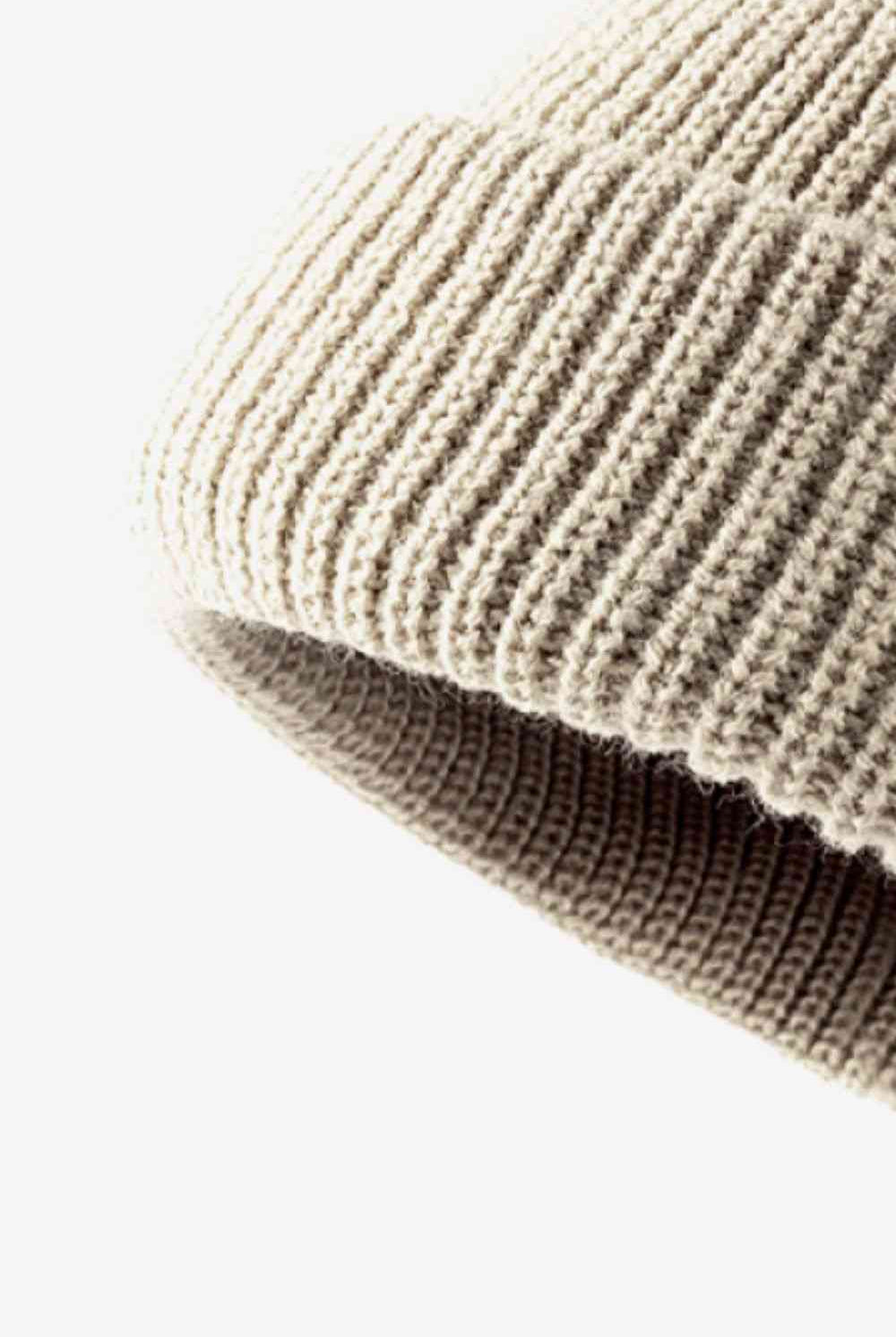 Beige Calling For Winter Rib-Knit Beanie Winter Accessories