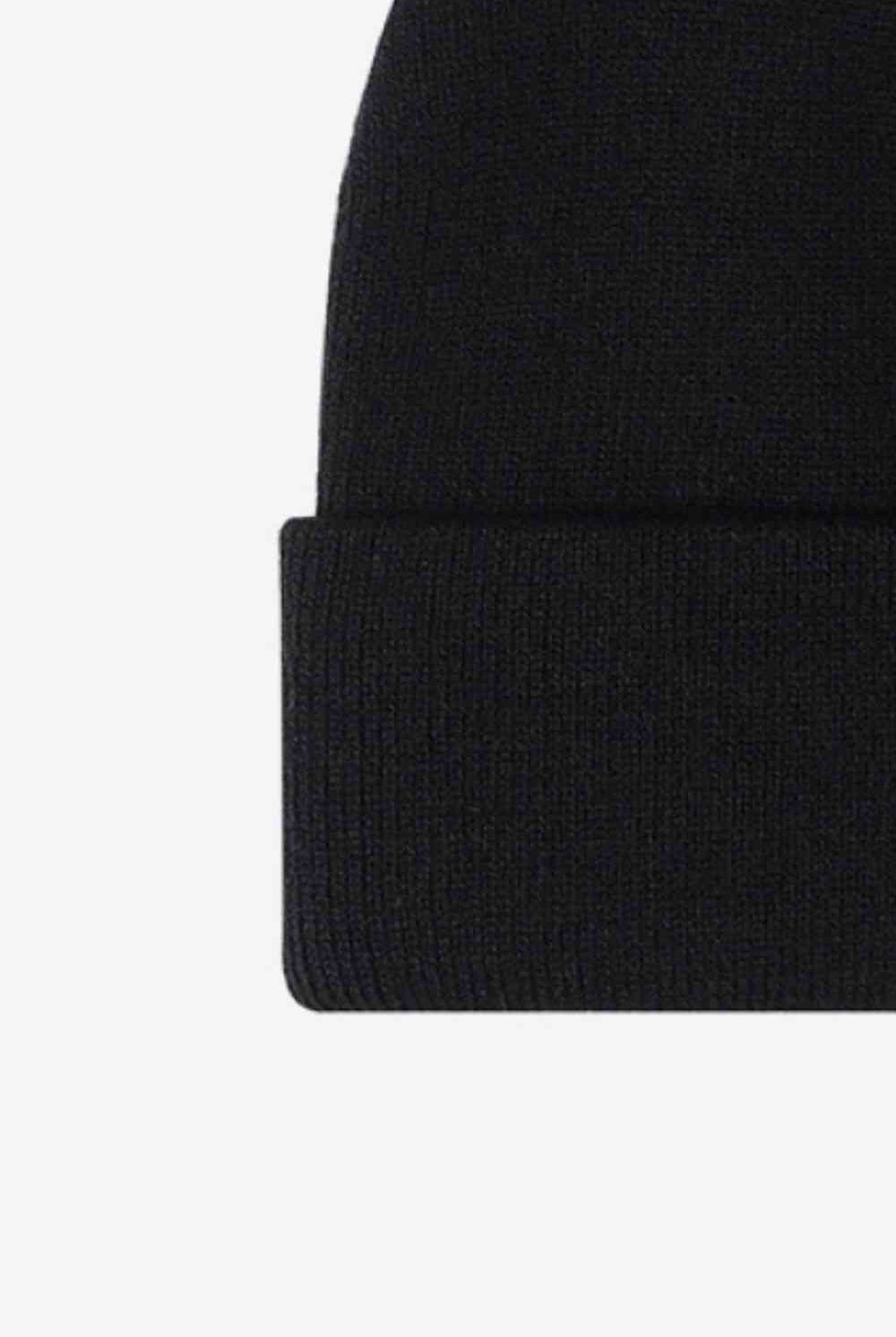 Black Cuff Knit Beanie Winter Accessories