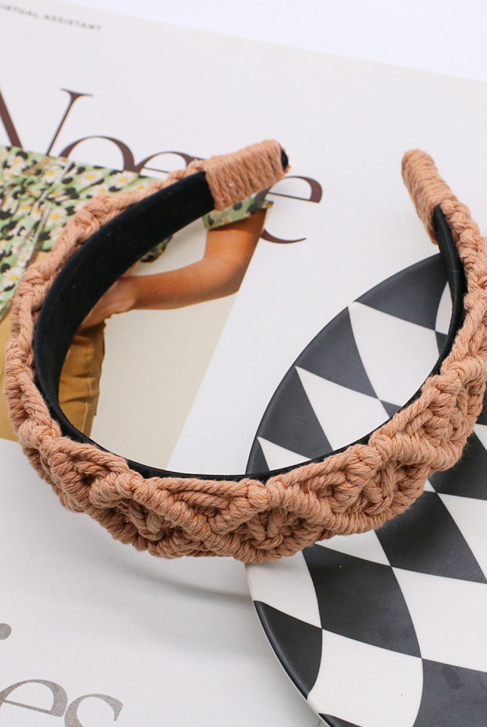 Light Gray Can't Stop Your Shine Macrame Headband Hair Accessories