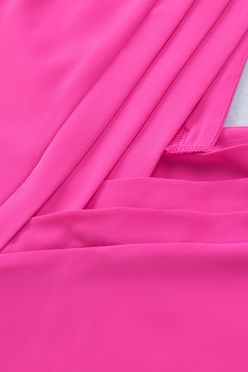 Hot Pink Fall In Deep V-Neck Pleated Detail Tank Blouses