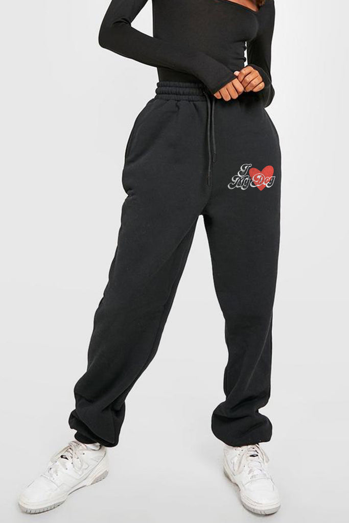 Lavender Simply Love Simply Love Full Size I LOVE MY DOG Graphic Joggers Sweatpants