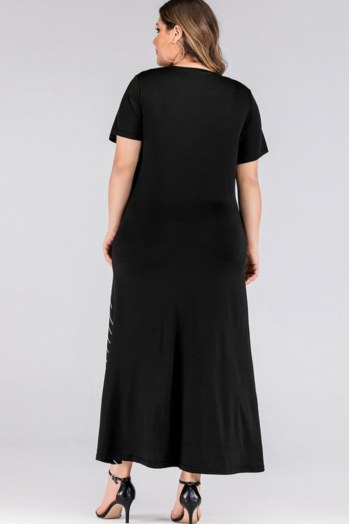 Black Plus Size Striped Color Block Tee Dress Plus Size Clothes