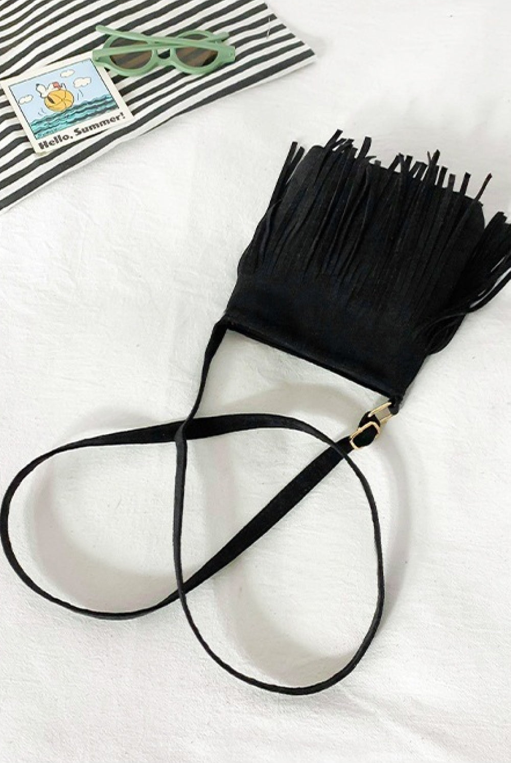 Black Adored PU Leather Crossbody Bag with Fringe Handbags