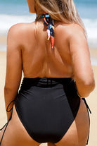 Sienna Plus Size Two-Tone Tied Halter Neck One-Piece Swimsuit Swimwear