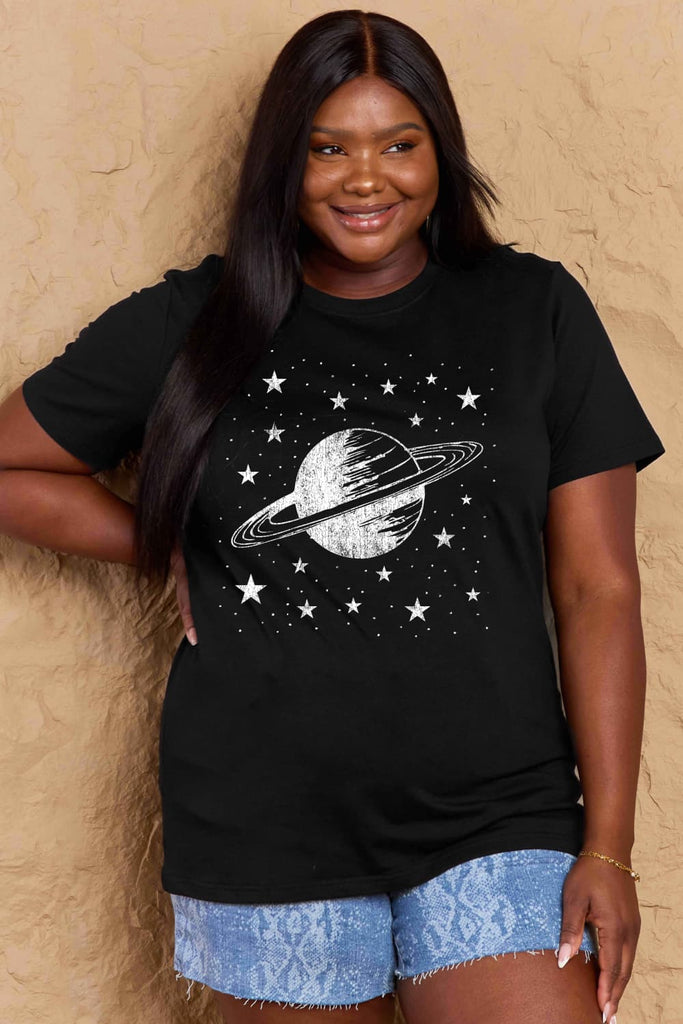 Tan Girls Are From Saturn Planet Graphic Cotton T-Shirt Graphic Tees