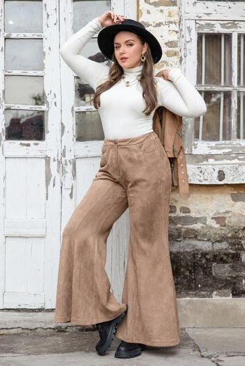 Gray Plus Size Pocketed Flare Pants Plus Size Clothing