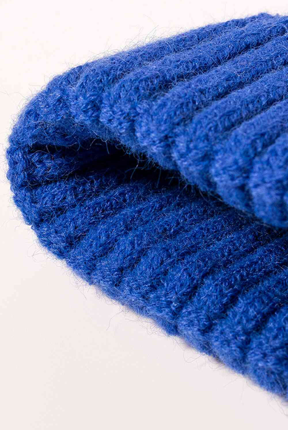 Dark Slate Blue Rib-Knit Cuff Beanie Winter Accessories