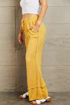 Rosy Brown Love Me Full Size Mineral Wash Wide Leg Pants Pants