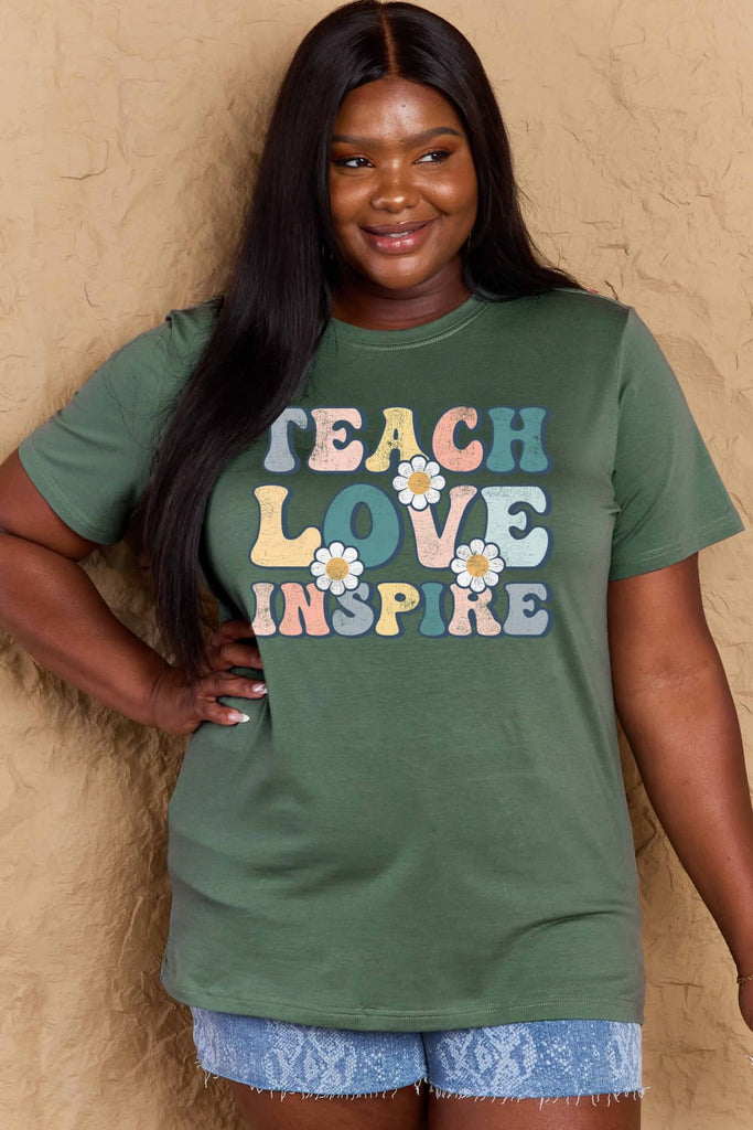 Dark Slate Gray TEACH LOVE INSPIRE Graphic Cotton T-Shirt Graphic Tees
