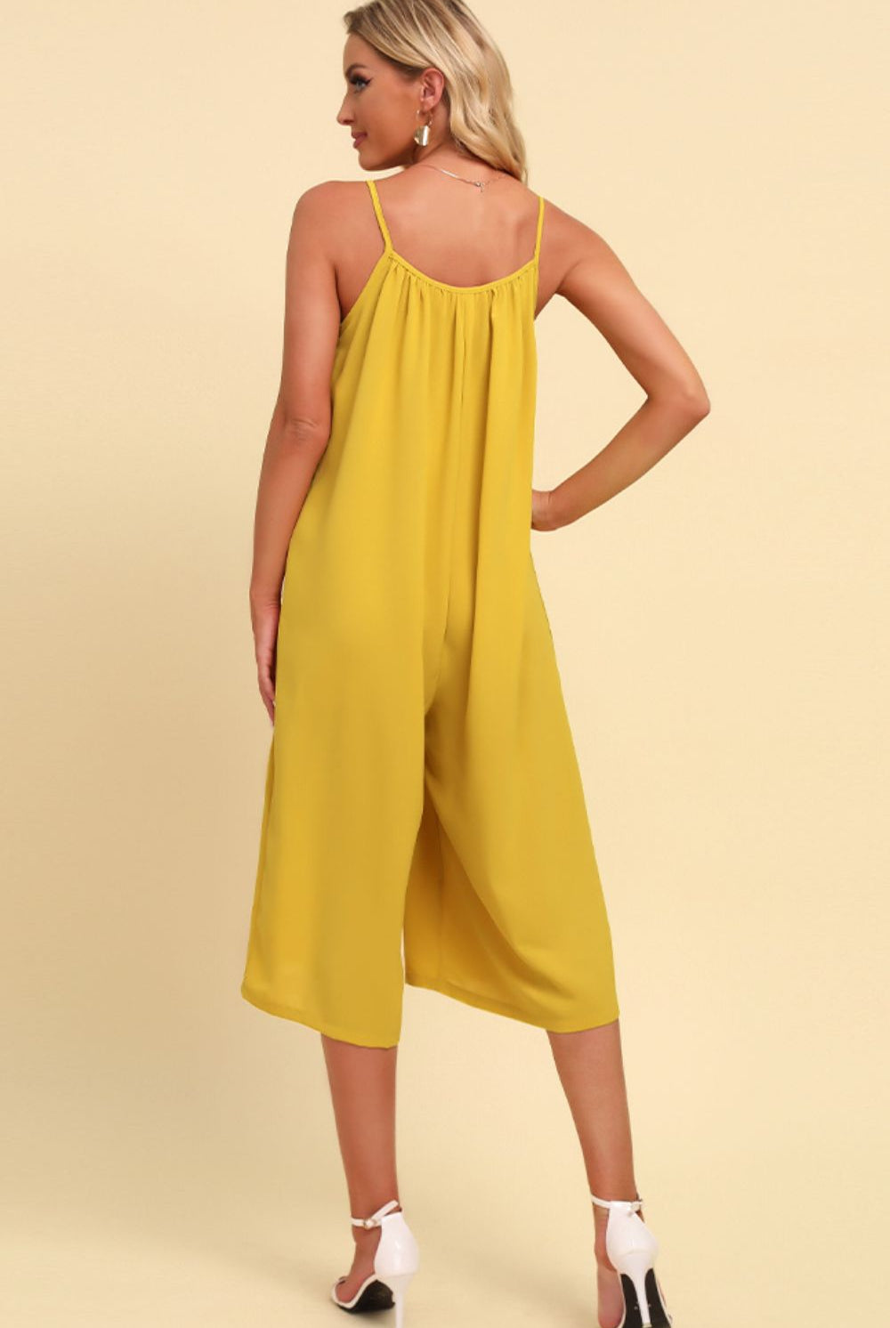 Wheat Spaghetti Strap Scoop Neck Jumpsuit Clothing