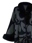 Black Faux Fur Trim Poncho Clothes