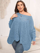 Light Gray Plus Size Round Neck Batwing Sleeve Sweater Plus Size Clothes