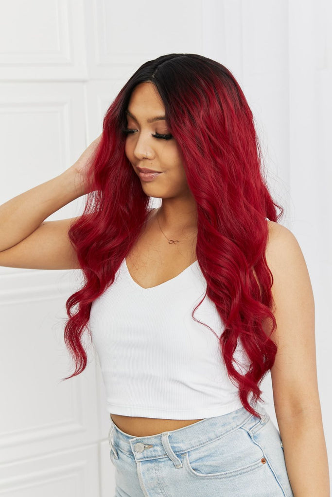 Light Gray Unforgettable 13*2" Lace Front Wigs Synthetic Wave 24" 150% Density- Red Wigs