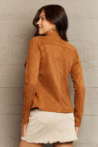 Rosy Brown Ninexis Full Size Lapel Collar Long Sleeve Jacket Clothing