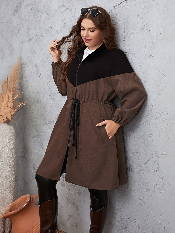 Dark Gray Two-Tone Dropped Shoulder Trench Coat Clothing
