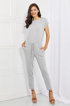 Light Gray Culture Code Comfy Days Full Size Boat Neck Jumpsuit in Grey Plus Size Clothes