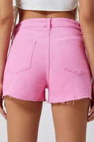 Tan Soul Searching Distressed Denim Shorts- Pink Clothing