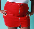 Firebrick Marissa Plus Size Corduroy Mini Skirt Curvy Skirts