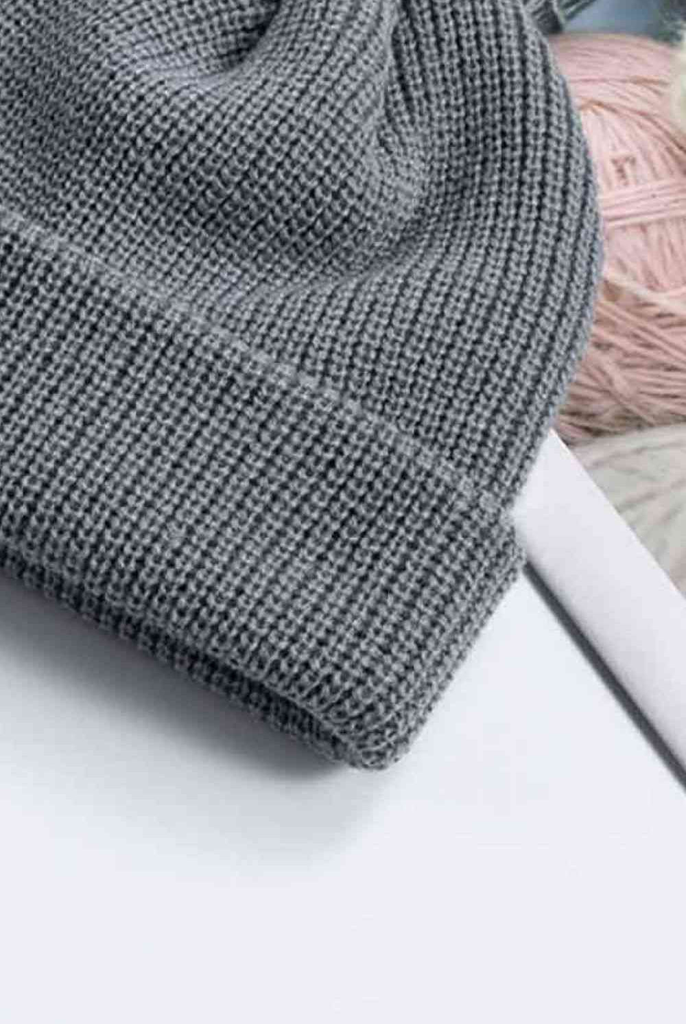 Gray Cozy Rib-Knit Cuff Beanie Winter Accessories