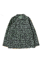 Dark Slate Gray Double Take Leopard Drawstring Waist Jacket with Pockets