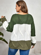 Light Gray Velvet Crush Plus Size Color Block Long Sleeve Sweater Plus Size Tops