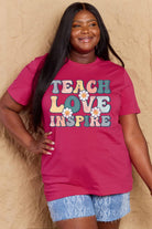 Maroon TEACH LOVE INSPIRE Graphic Cotton T-Shirt Graphic Tees